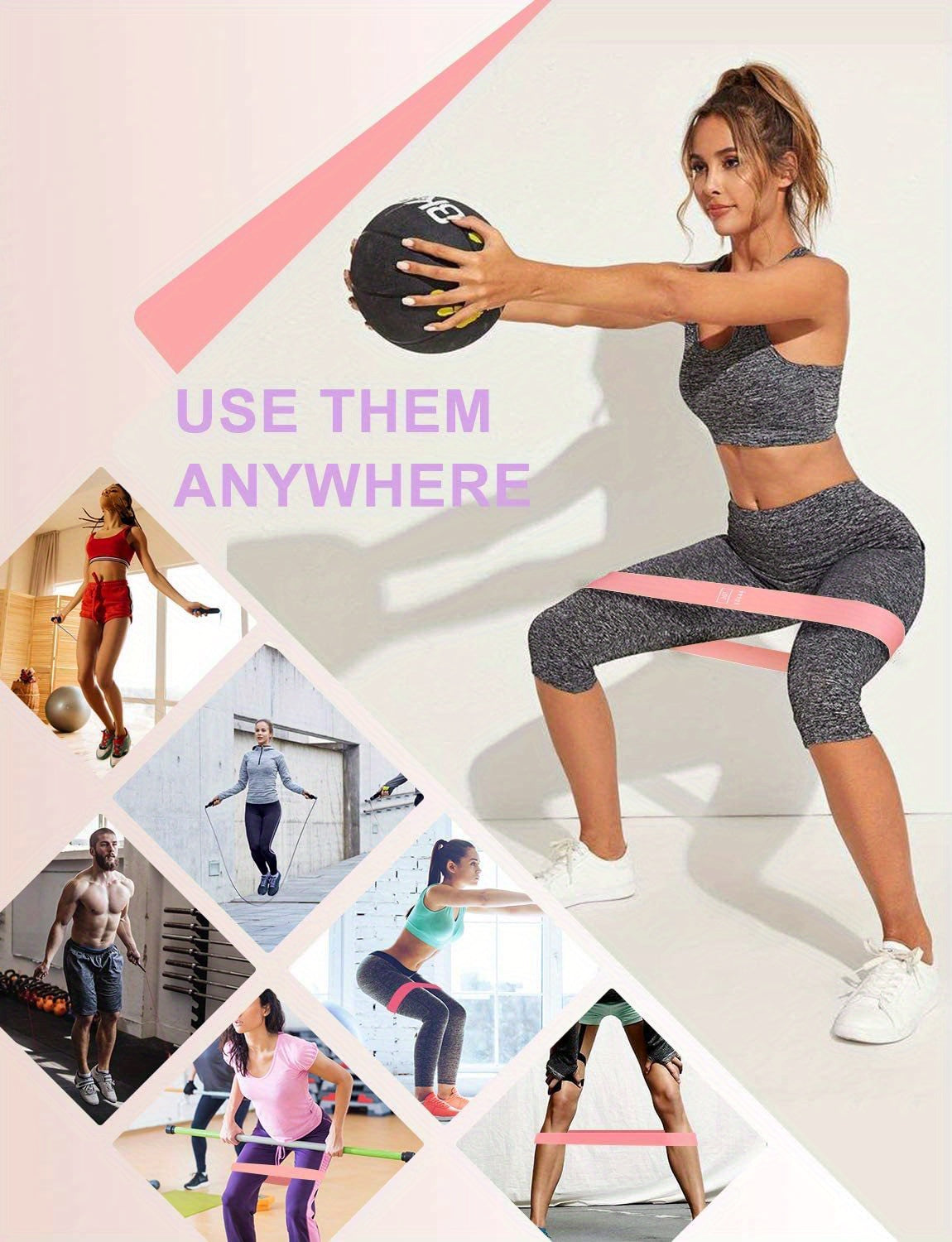 Resistance Loop Exercise Bands Exercise Bands for Home Fitness, Stretching, Strength Training -Set of 1-5, Stretching Bands,