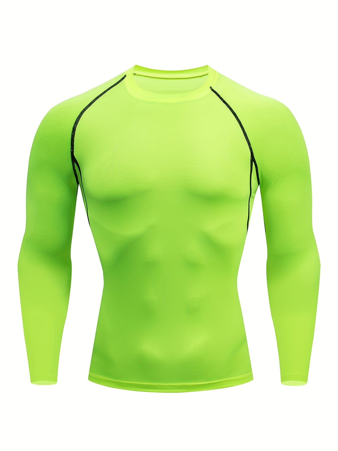 Men Fitness Top | Long Sleeve, High Stretch, Crew Neck, Moisture Wicking, Suitable for Running, Training, and Casual Wear