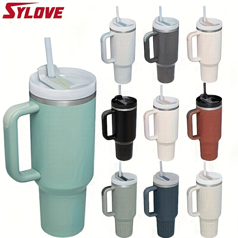 SLOVE 40oz Stainless Steel Tumbler Insulated Water Bottle with Handle And Straw
