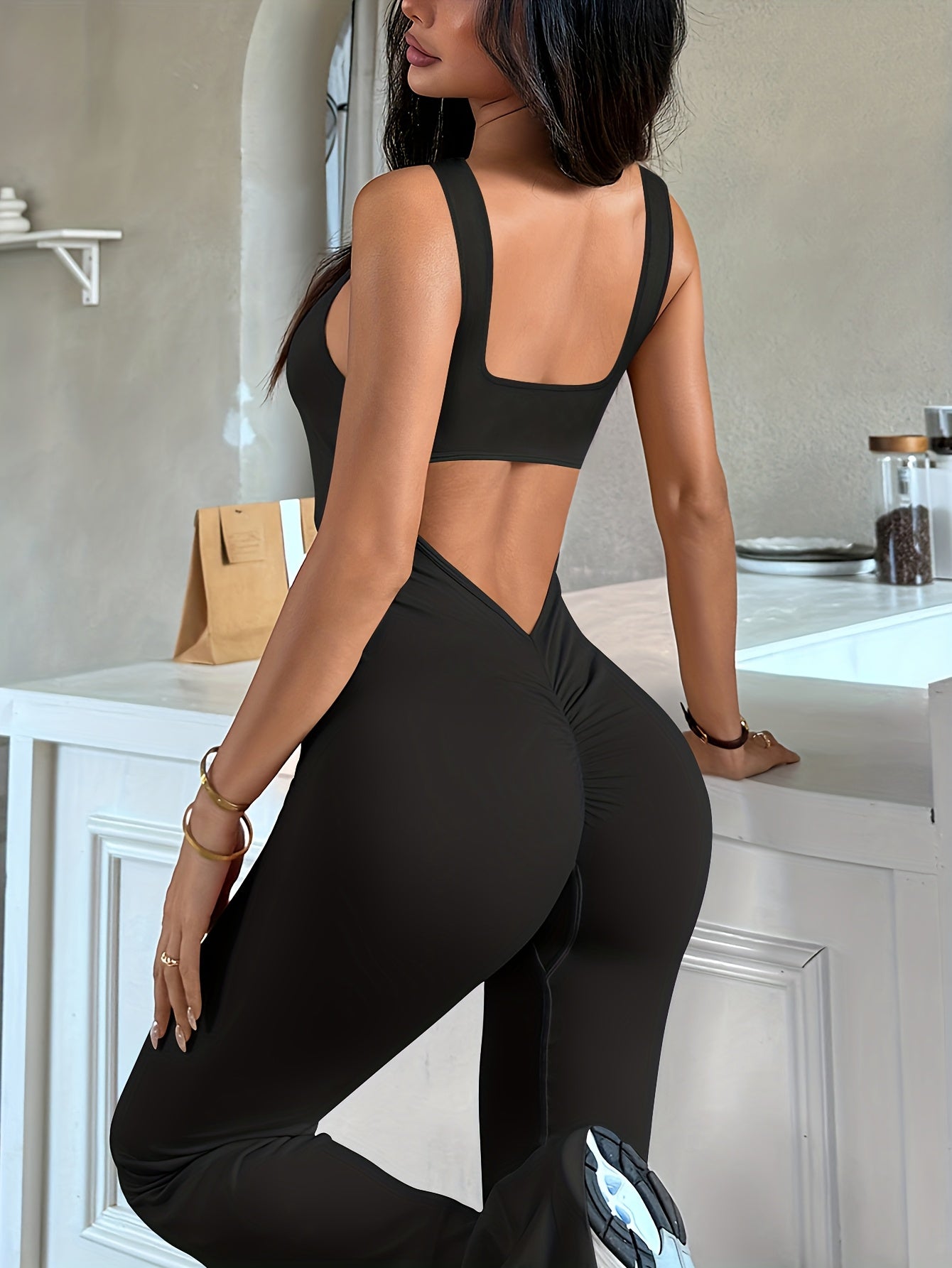 2 pcs-Workout Romper Square Neck