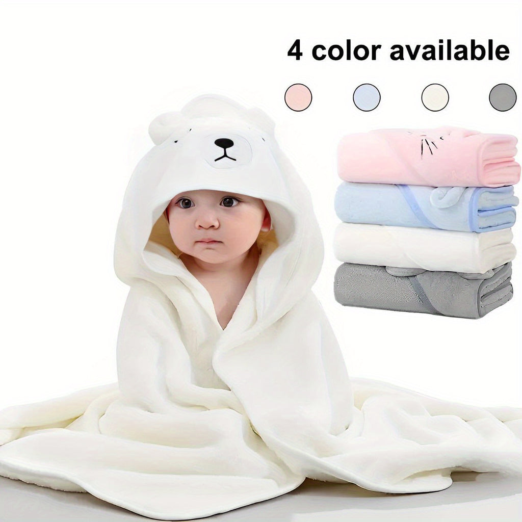 Snuggly Soft Baby Towel - Adorable Animal Bathrobe/Blanket, Ultra Absorbent Microfiber Coral Fleece, 80x80cm