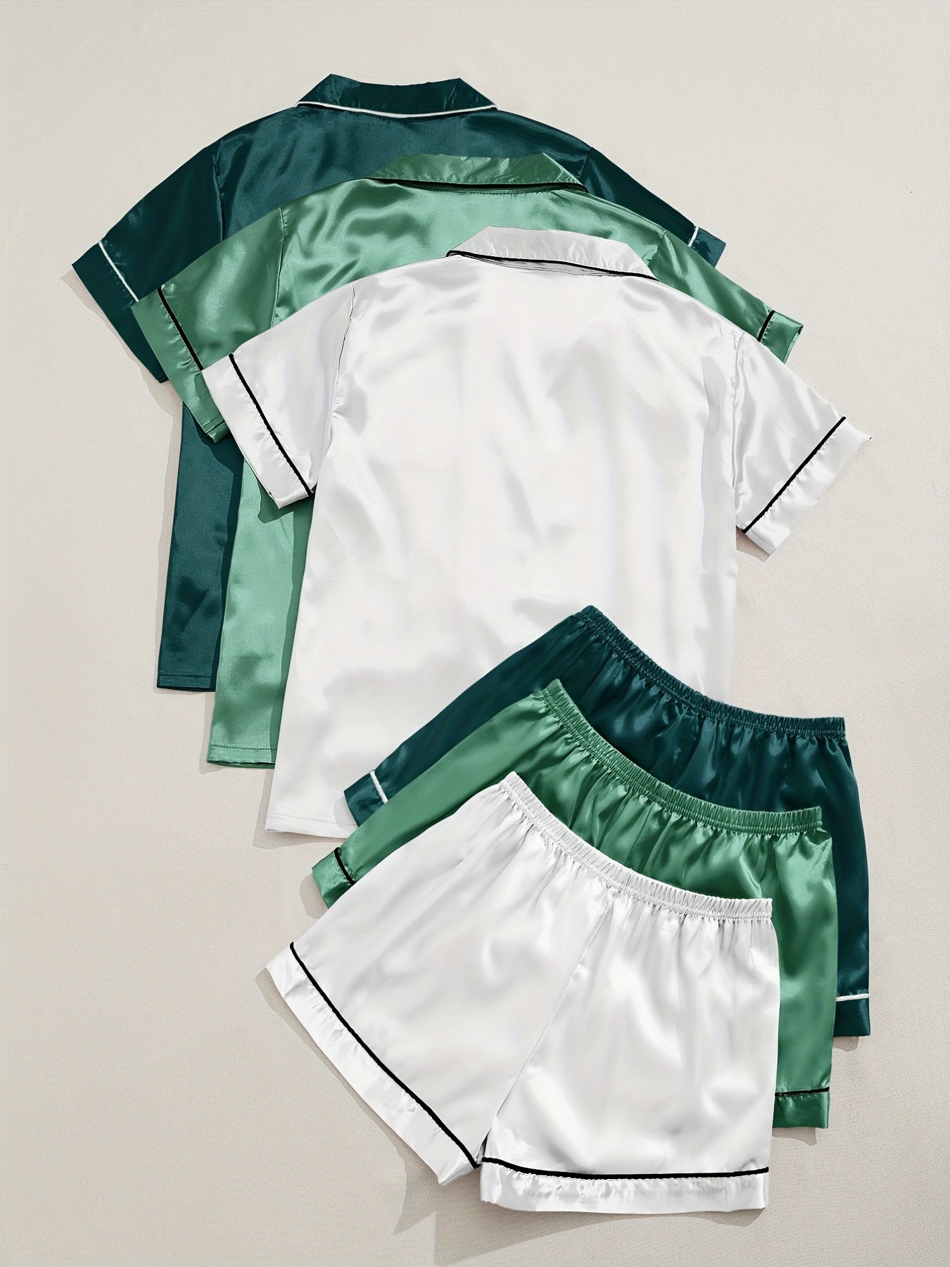 3 Sets Satin Pajama Set