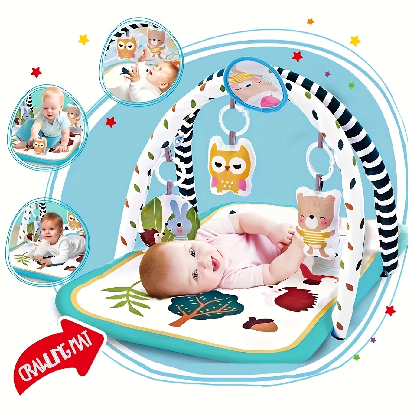 Baby Gym Play Mat, Cartoon Styling, Crawling Mat