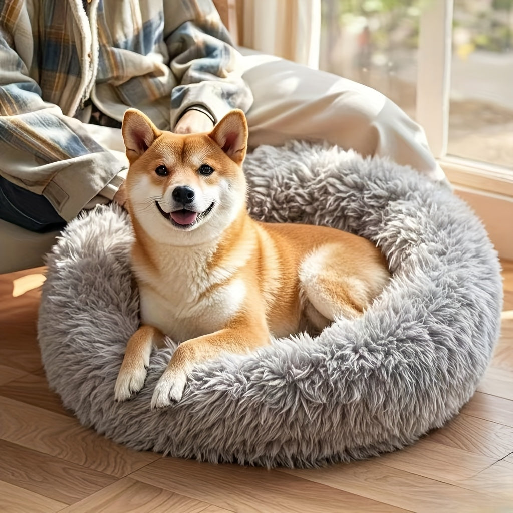 Cozy Plush Round Pet Bed for Small to Large Dogs & Cats -