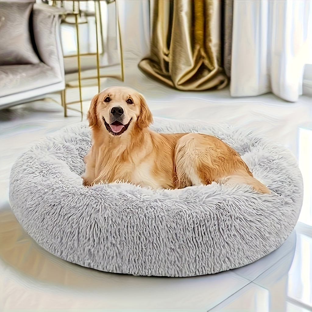 Cozy Plush Round Pet Bed for Small to Large Dogs & Cats -