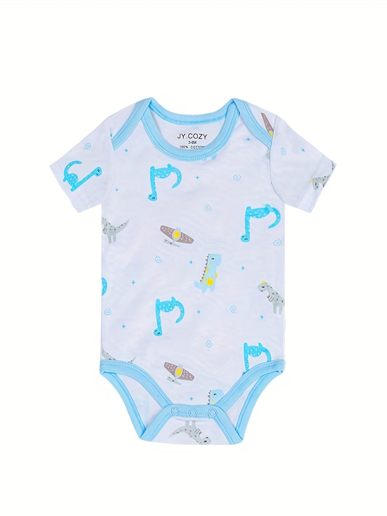 Baby Boy Round Neck Graphic Short Sleeve Onesie Romper Jumpsuit