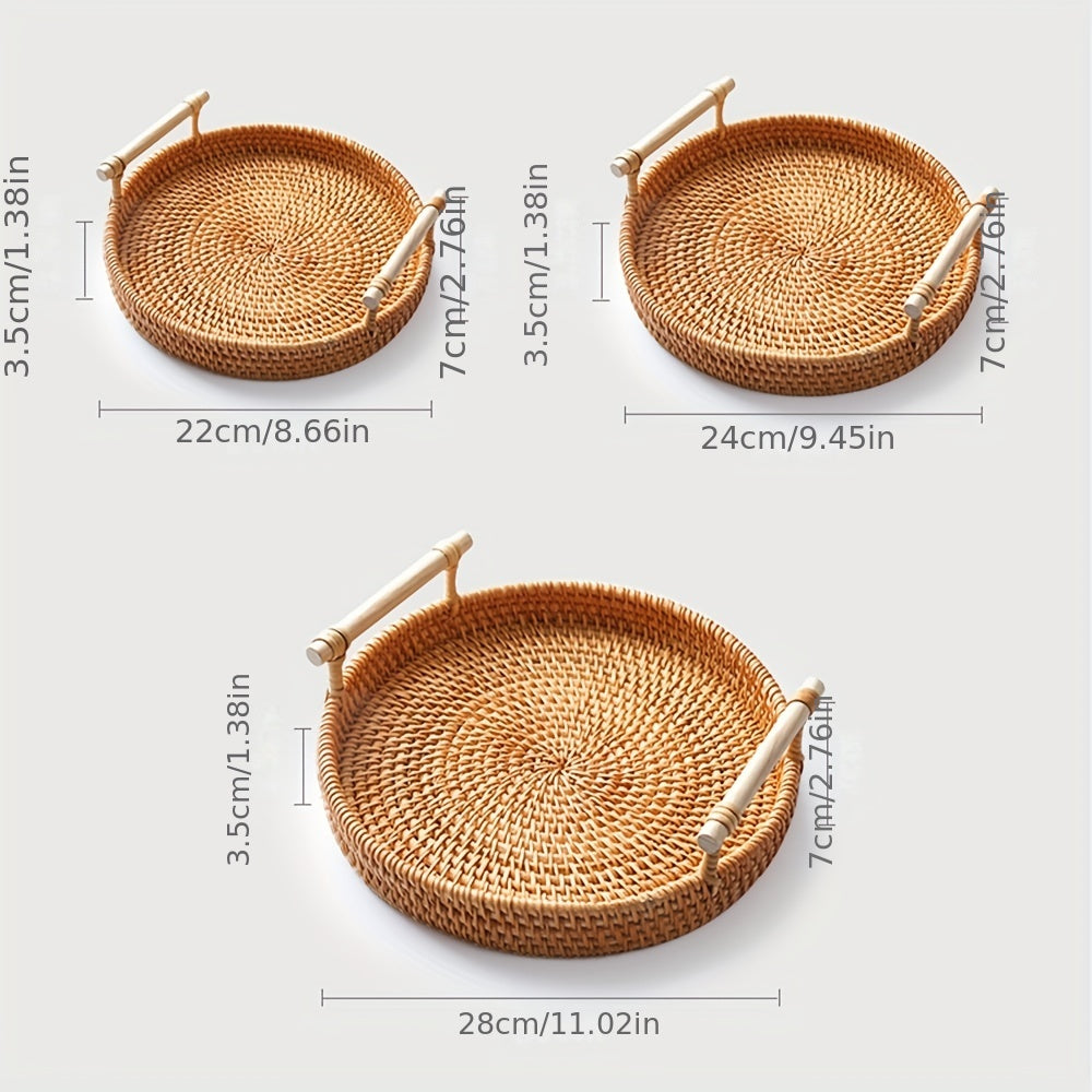 1pc Woven Fruit Storage Baskets With Handles