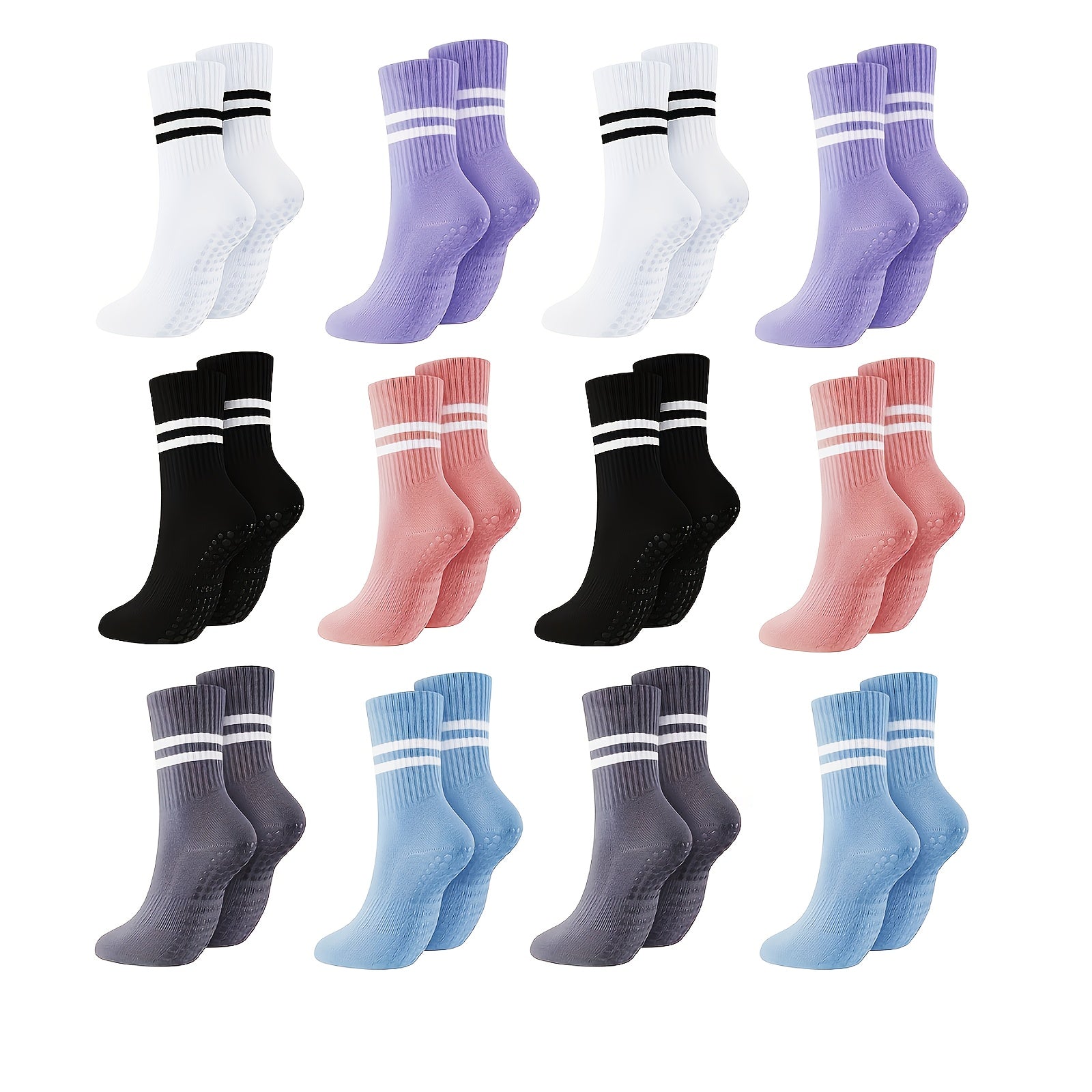 6 Pairs of  Non-Slip Silicone Yoga Socks