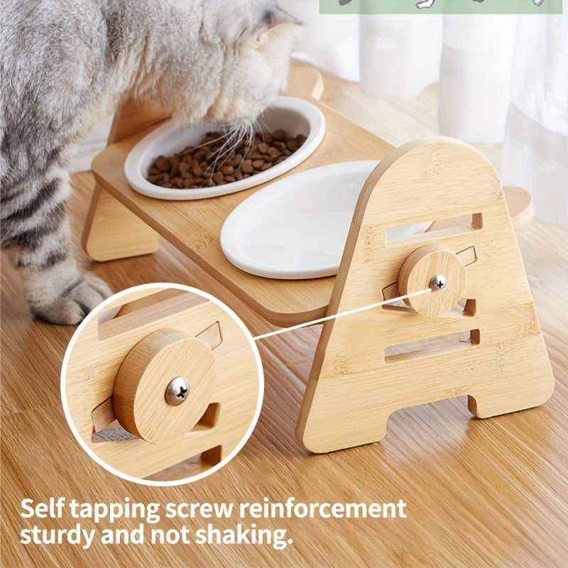 1/2/3pcs Adjustable Slanting Ceramic Pet Bowl Set - Ergonomic Lifting Design