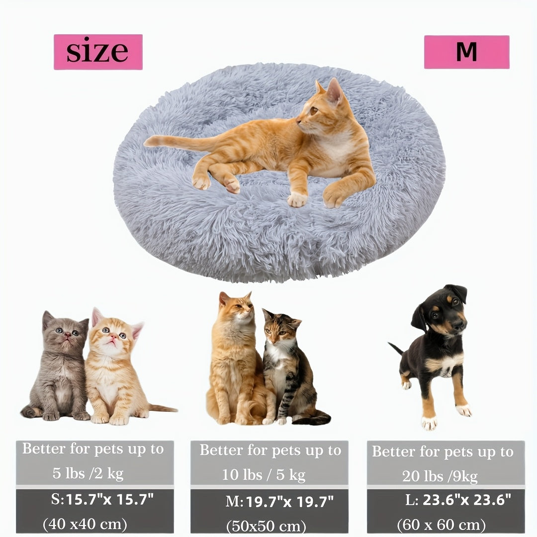 Cozy Plush Round Pet Bed for Small to Large Dogs & Cats -