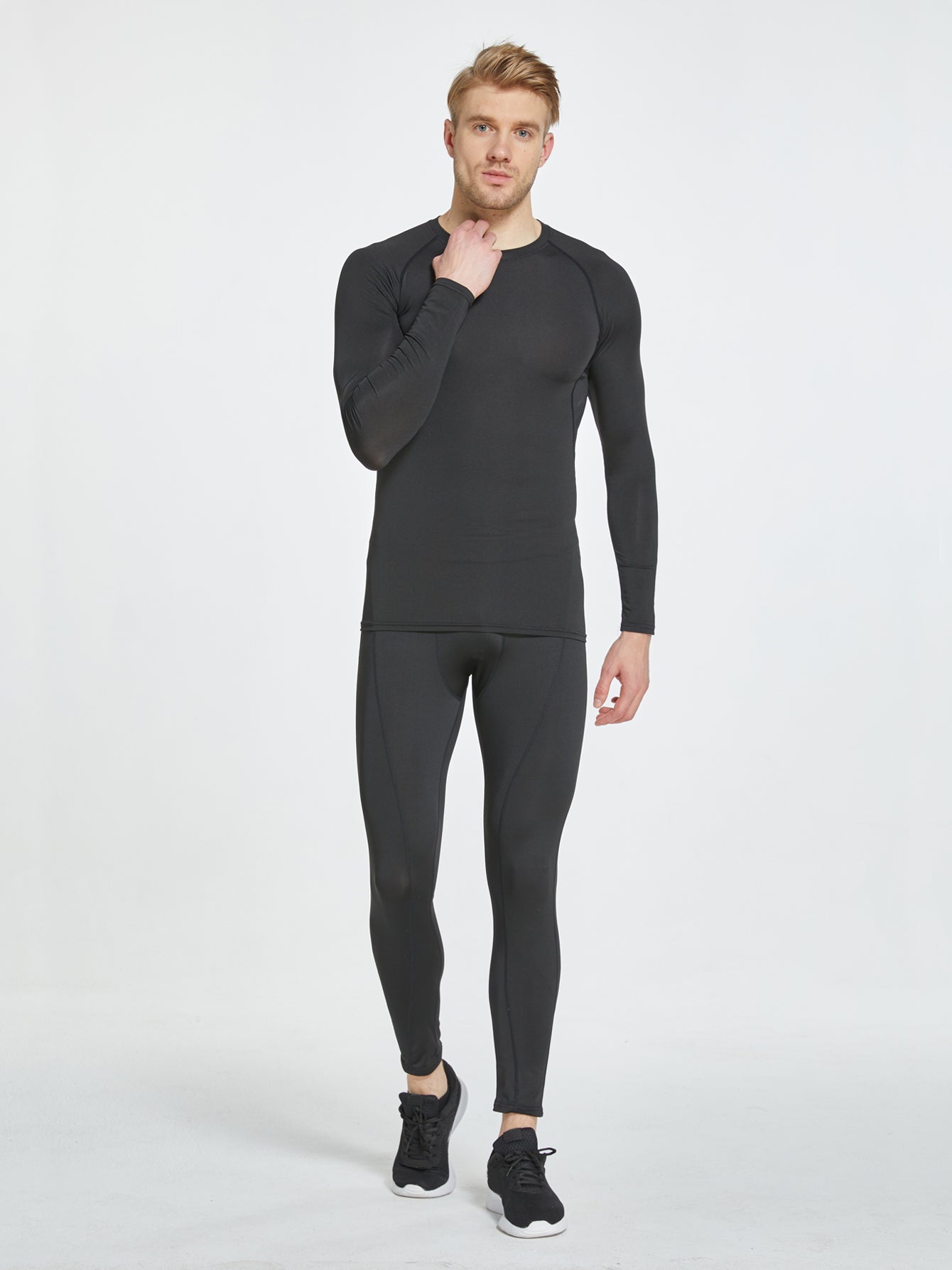 Men Fitness Top | Long Sleeve, High Stretch, Crew Neck, Moisture Wicking, Suitable for Running, Training, and Casual Wear