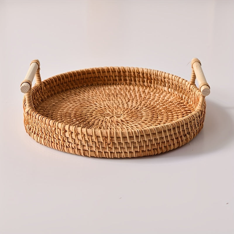 1pc Woven Fruit Storage Baskets With Handles