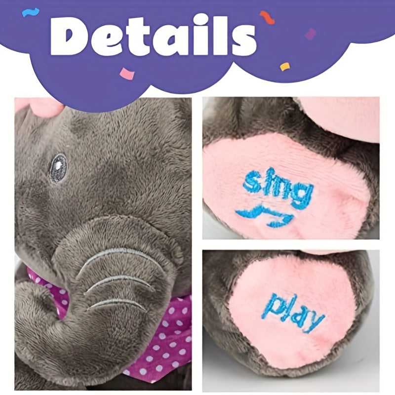 1pc, Hide-and-seek Elephant Plush Toy, Baby Girl Hide-and-seek Game Toy Singing Interactive Musical Toys