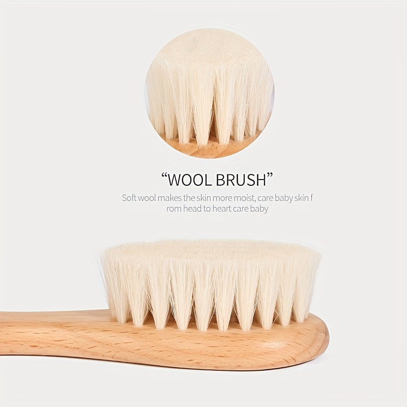 2pcs/Kit Soft Baby Hair Brush Comb Set for Newborn Wooden Handle Head