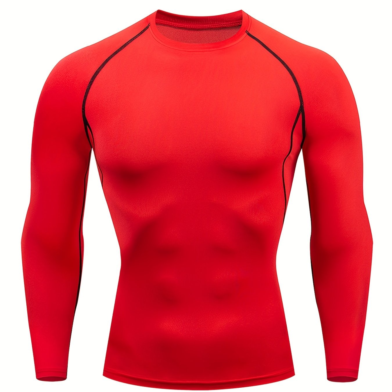 Men Fitness Top | Long Sleeve, High Stretch, Crew Neck, Moisture Wicking, Suitable for Running, Training, and Casual Wear