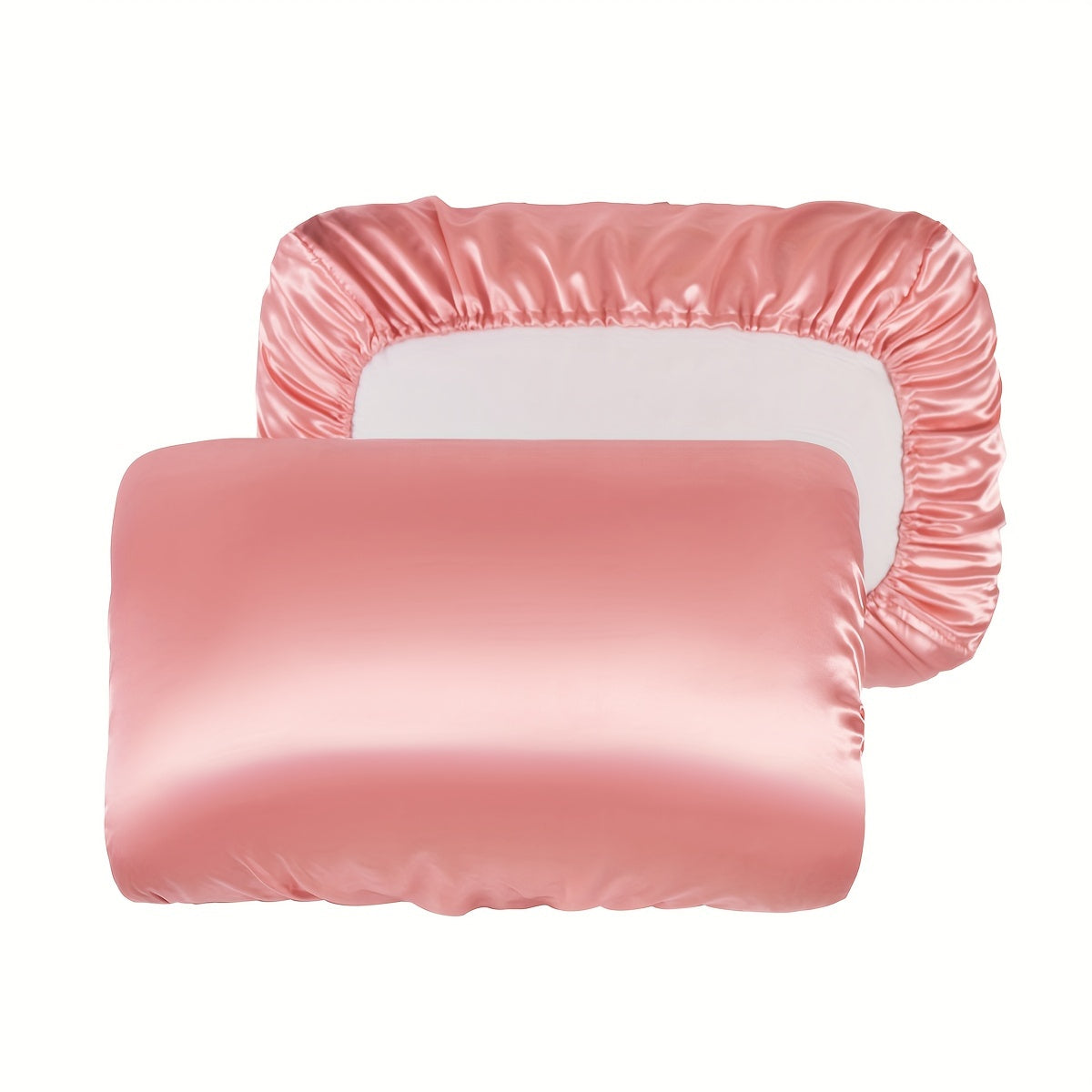 2pcs Satin Soft And Breathable Pillowcase With Elastic Cord - Perfect For A Comfortable Sleep