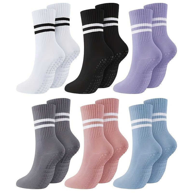 6 Pairs of  Non-Slip Silicone Yoga Socks