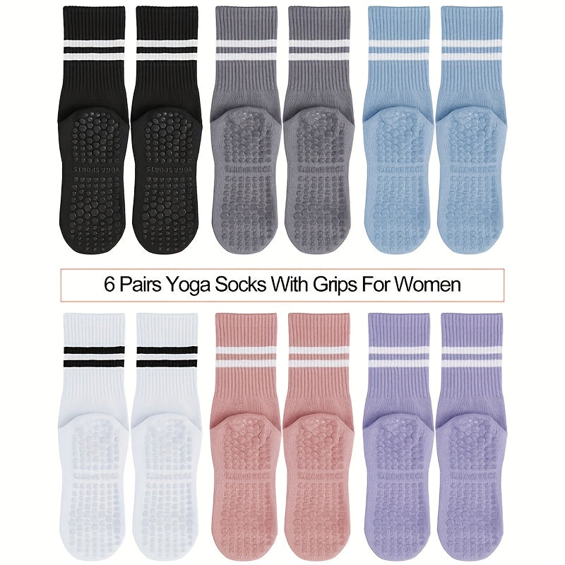 6 Pairs of  Non-Slip Silicone Yoga Socks