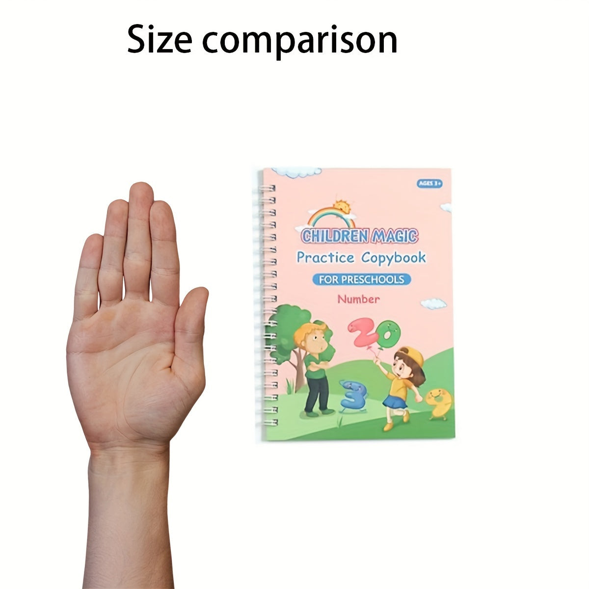 4 Books + 1 Pen + 5 Refills + 1 Pen Holder, Writing Practice Book, Exercise Book, Magic Word Book, Preschool Education Workbook