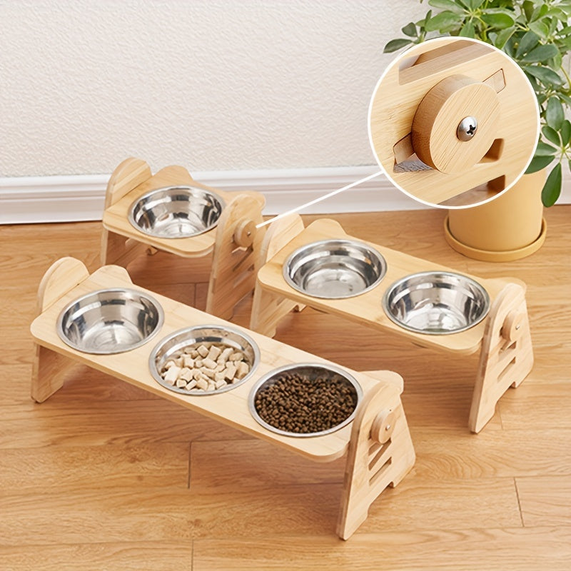 1/2/3pcs Adjustable Slanting Ceramic Pet Bowl Set - Ergonomic Lifting Design