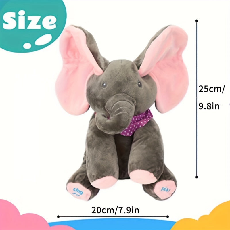 1pc, Hide-and-seek Elephant Plush Toy, Baby Girl Hide-and-seek Game Toy Singing Interactive Musical Toys