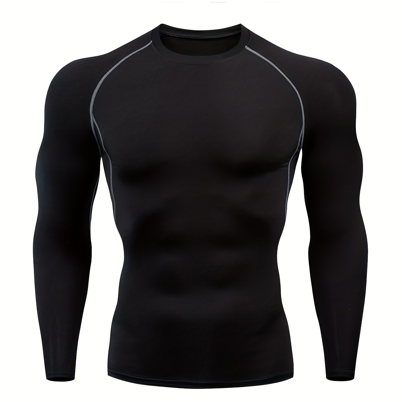 Men Fitness Top | Long Sleeve, High Stretch, Crew Neck, Moisture Wicking, Suitable for Running, Training, and Casual Wear