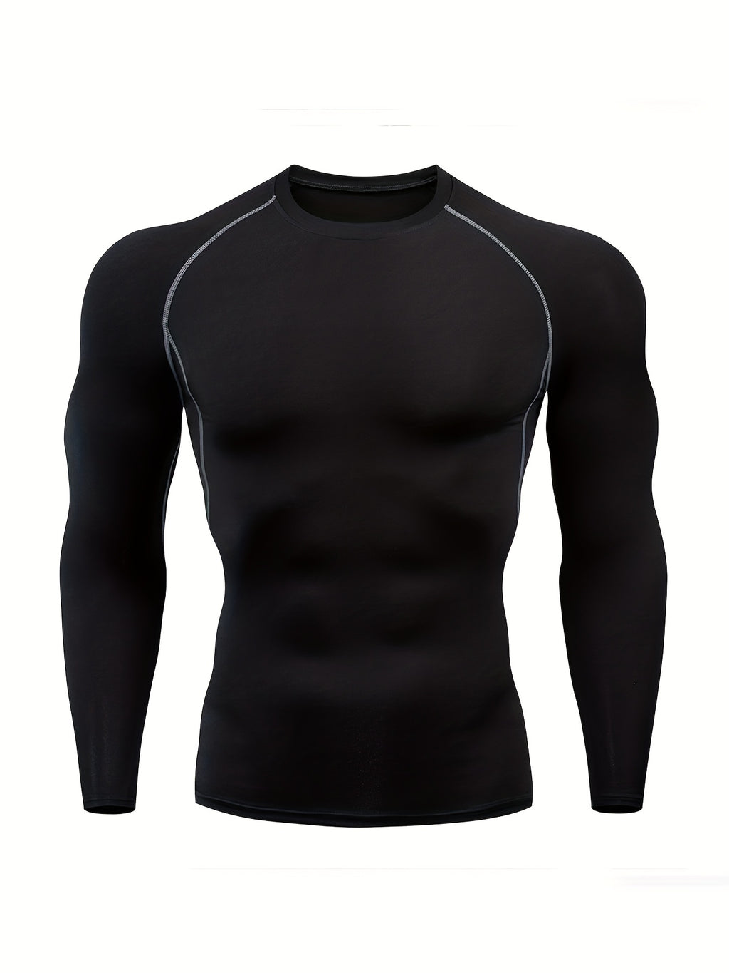 Men Fitness Top | Long Sleeve, High Stretch, Crew Neck, Moisture Wicking, Suitable for Running, Training, and Casual Wear