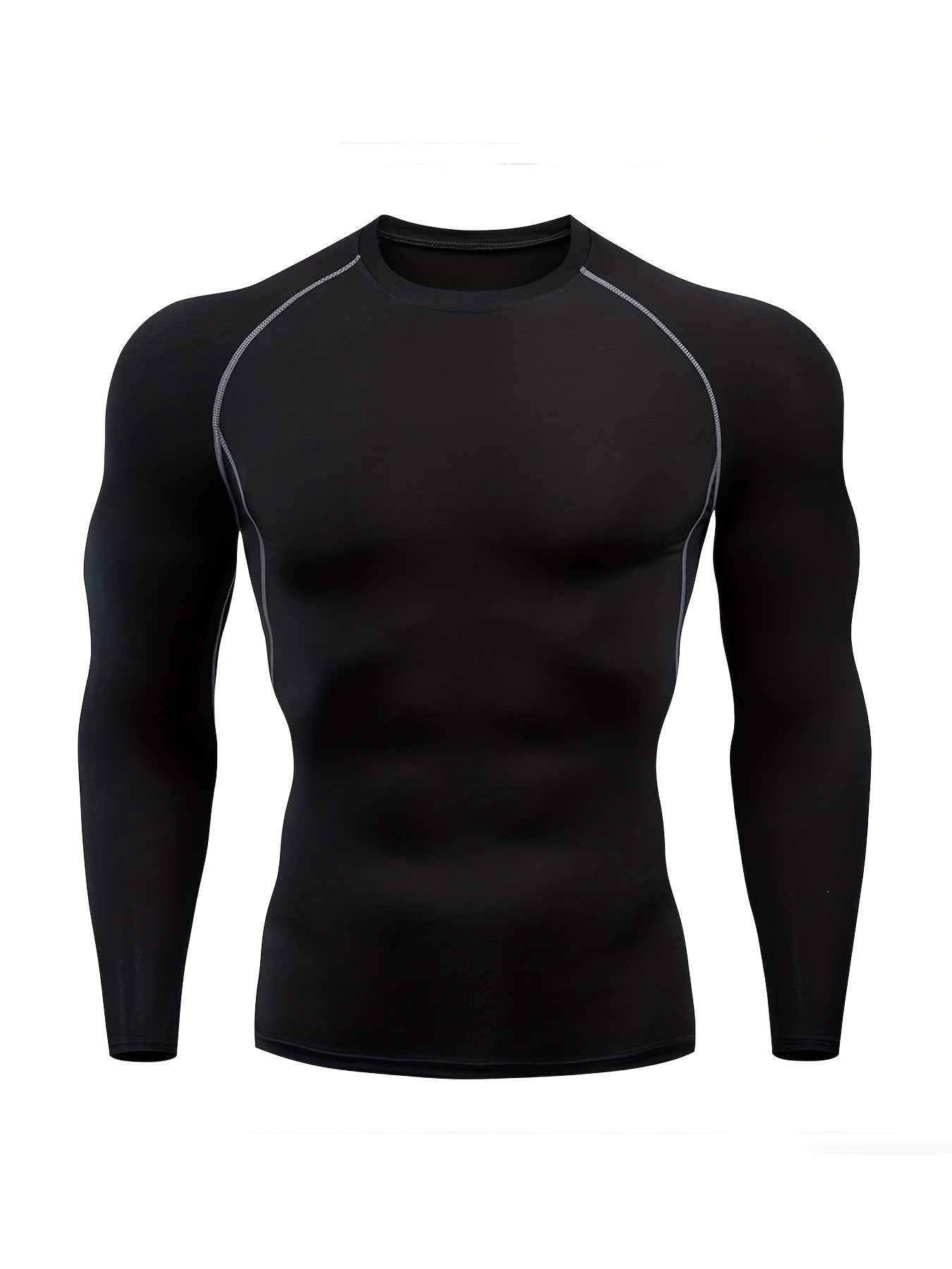 Men Fitness Top | Long Sleeve, High Stretch, Crew Neck, Moisture Wicking, Suitable for Running, Training, and Casual Wear