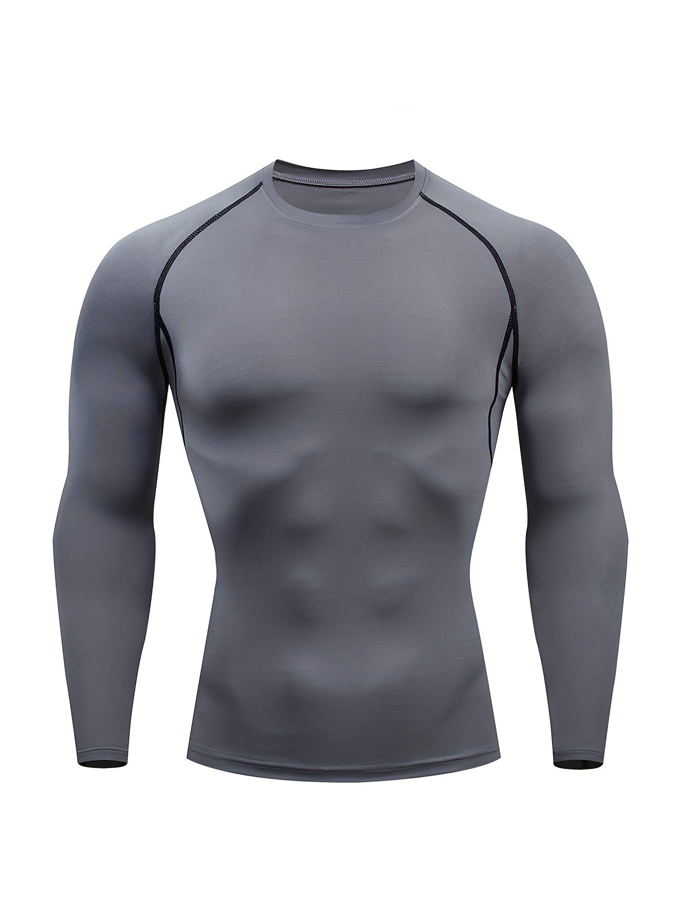Men Fitness Top | Long Sleeve, High Stretch, Crew Neck, Moisture Wicking, Suitable for Running, Training, and Casual Wear