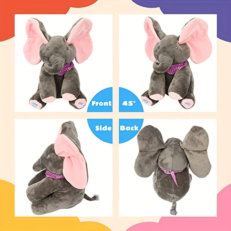 1pc, Hide-and-seek Elephant Plush Toy, Baby Girl Hide-and-seek Game Toy Singing Interactive Musical Toys