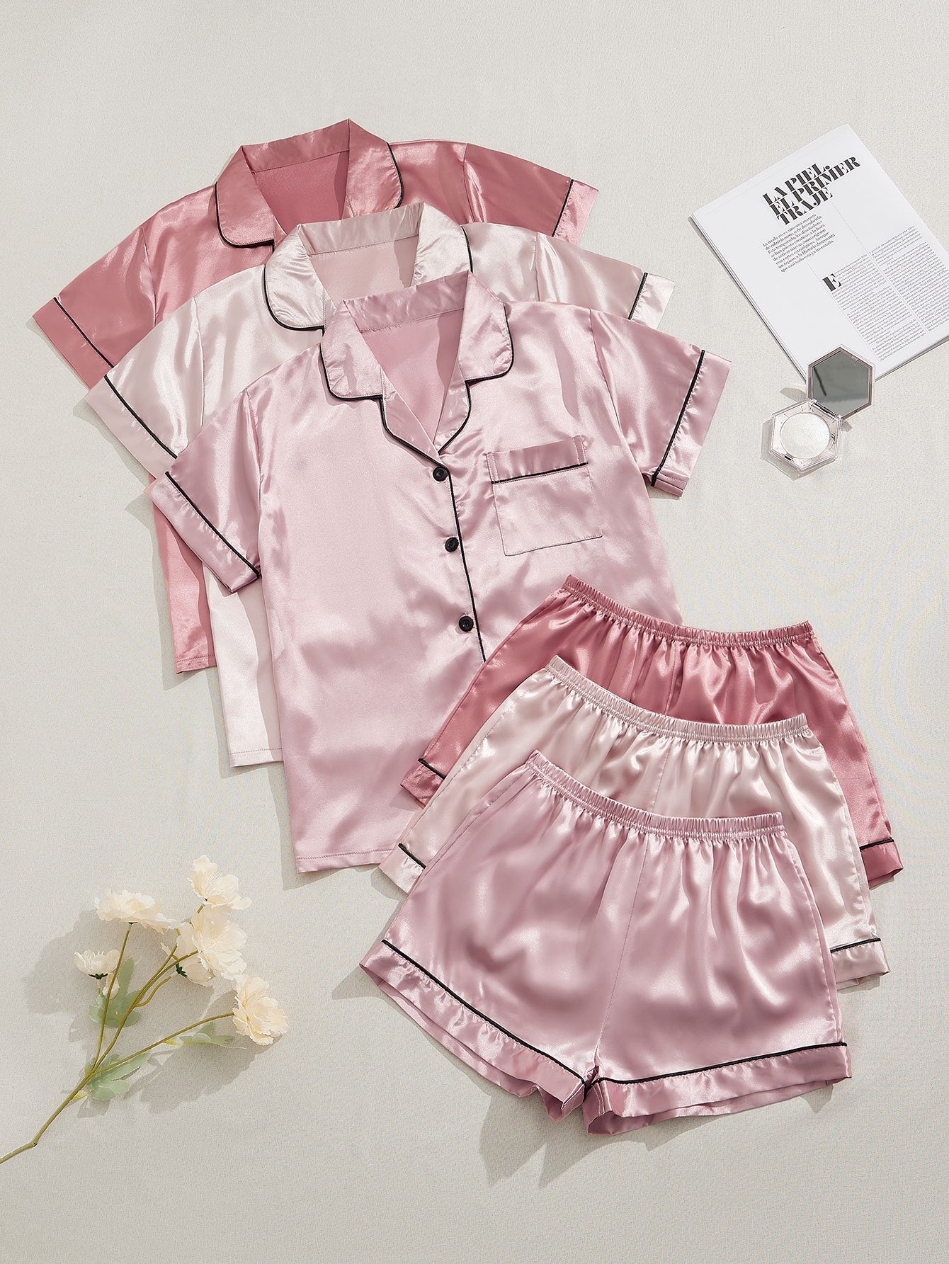 3 Sets Satin Pajama Set