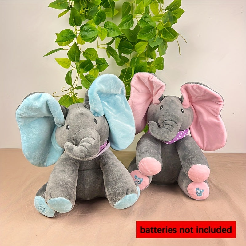 1pc, Hide-and-seek Elephant Plush Toy, Baby Girl Hide-and-seek Game Toy Singing Interactive Musical Toys