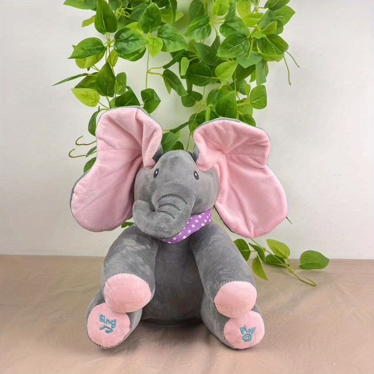 1pc, Hide-and-seek Elephant Plush Toy, Baby Girl Hide-and-seek Game Toy Singing Interactive Musical Toys
