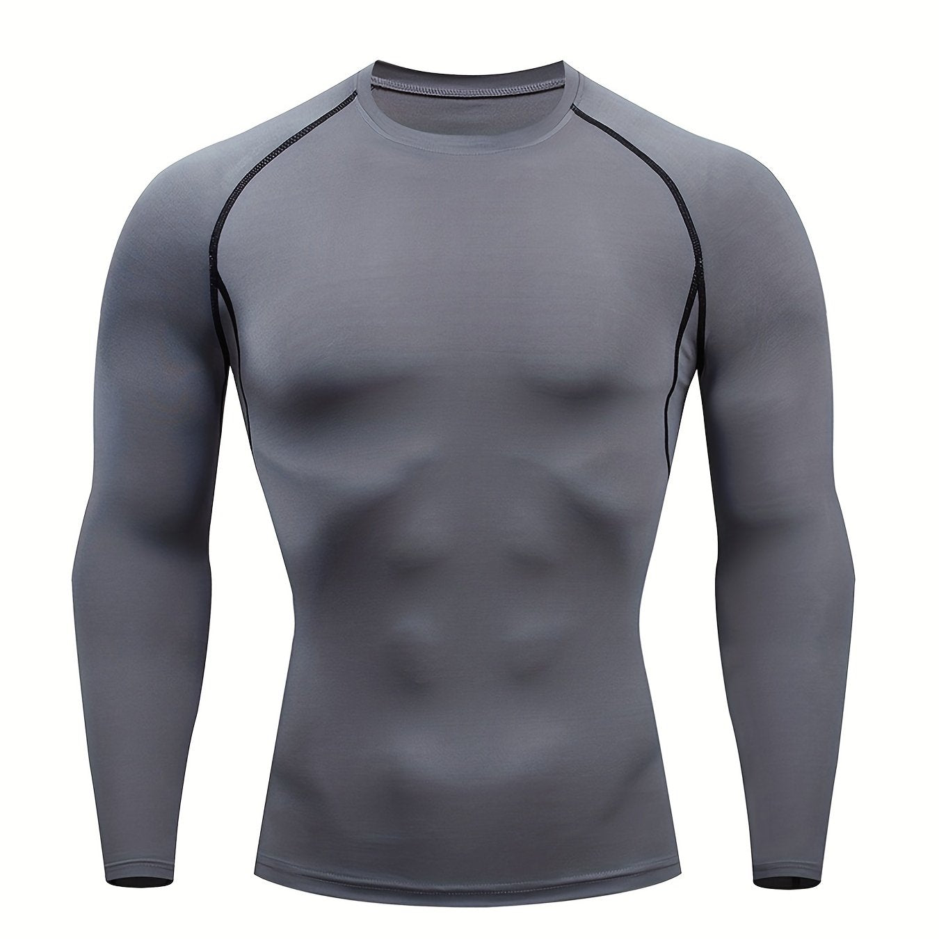Men Fitness Top | Long Sleeve, High Stretch, Crew Neck, Moisture Wicking, Suitable for Running, Training, and Casual Wear