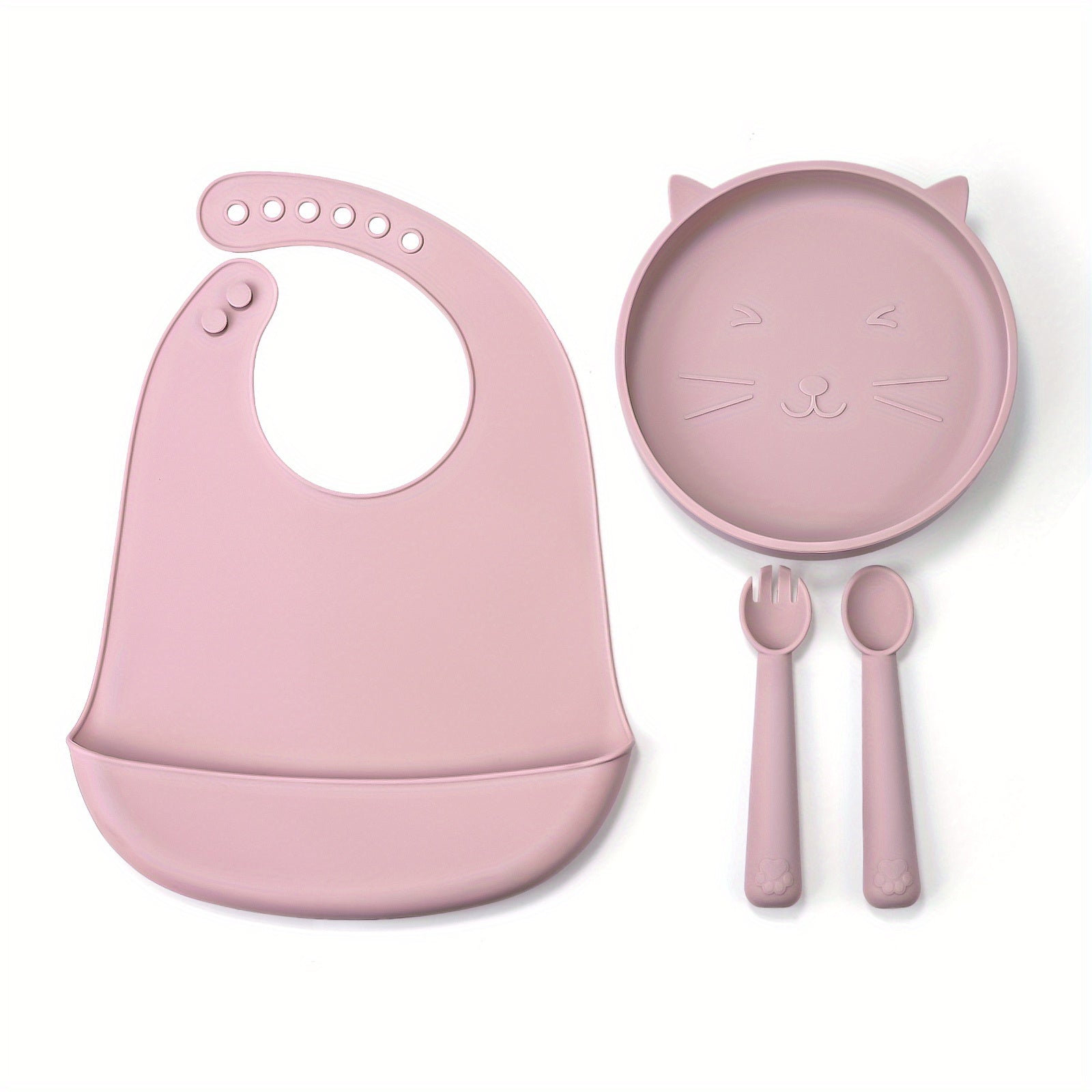 Baby Feeding Set Silicone Feeding Set Shallow Tray Kitten Design Baby Silicone Tablewar