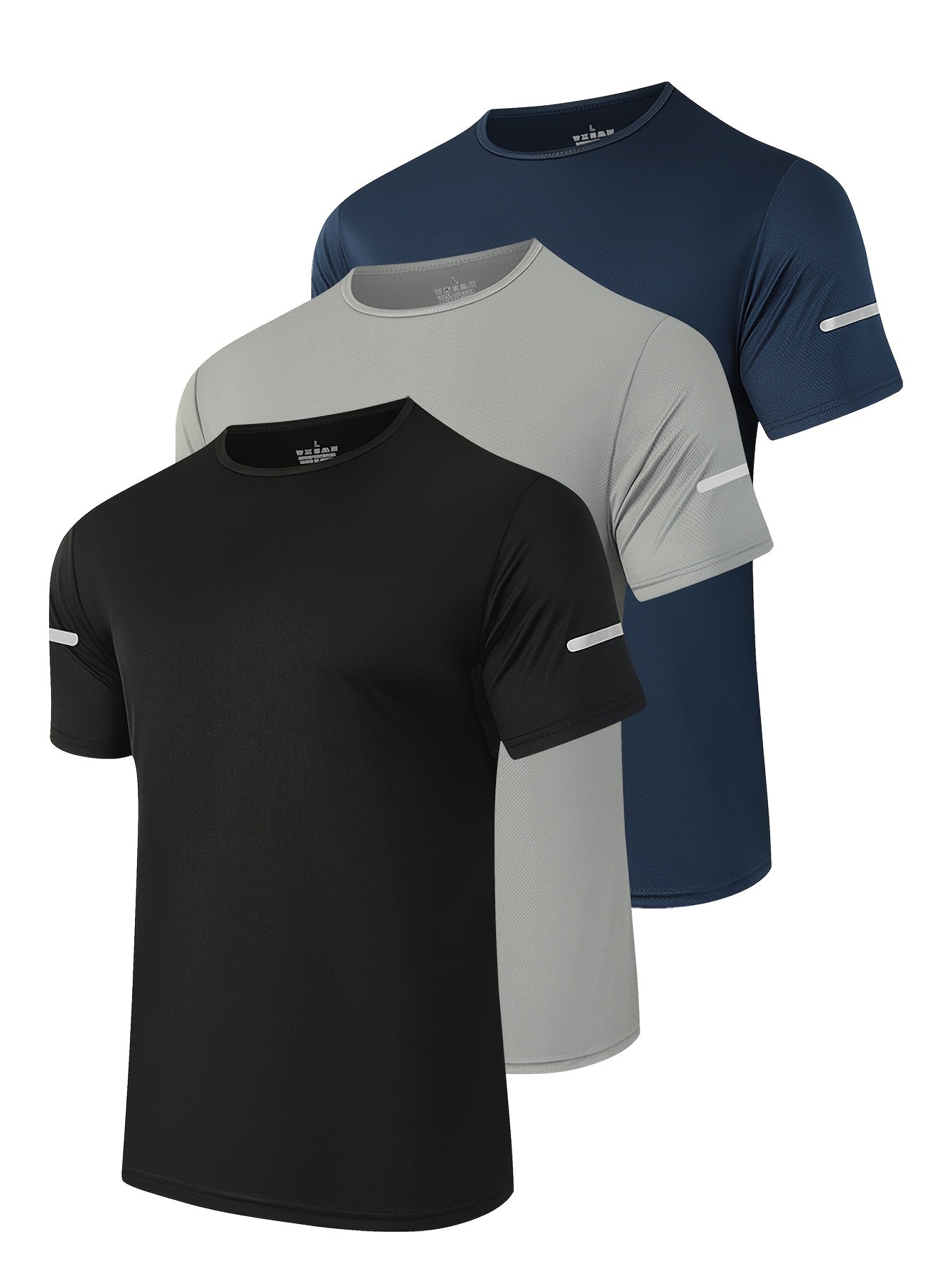 3pcs Men's Polyester Crew Neck T-Shirts