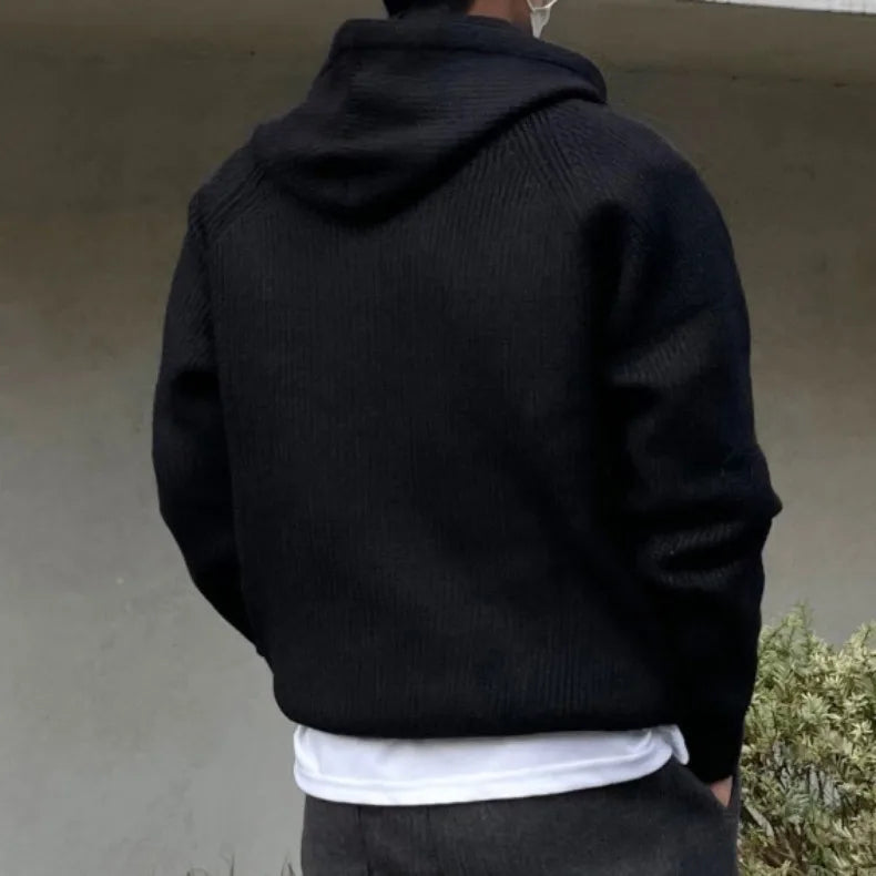 American Half Zipper Hooded Sweater for Men's Autumn Lazy Style