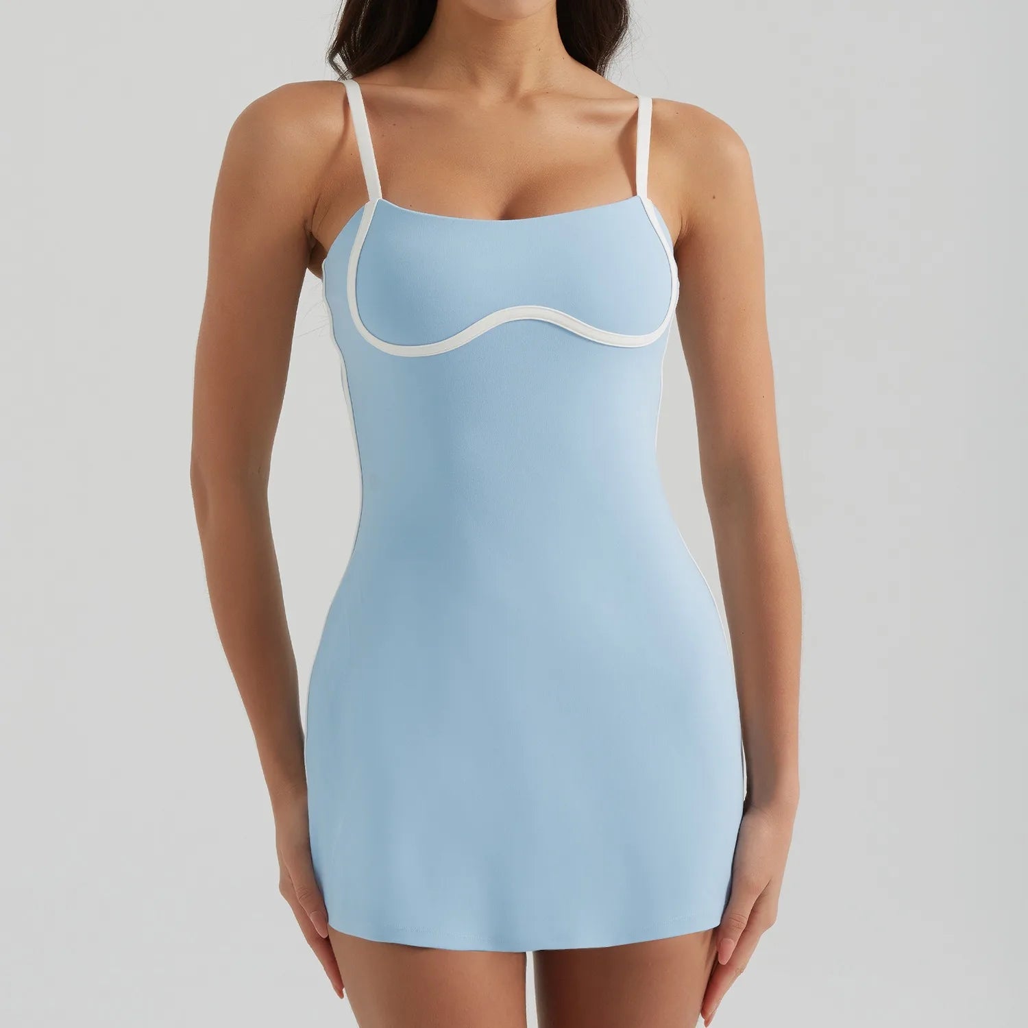 Lining Pockets Double Strap Tennis Dress Jumpsuit