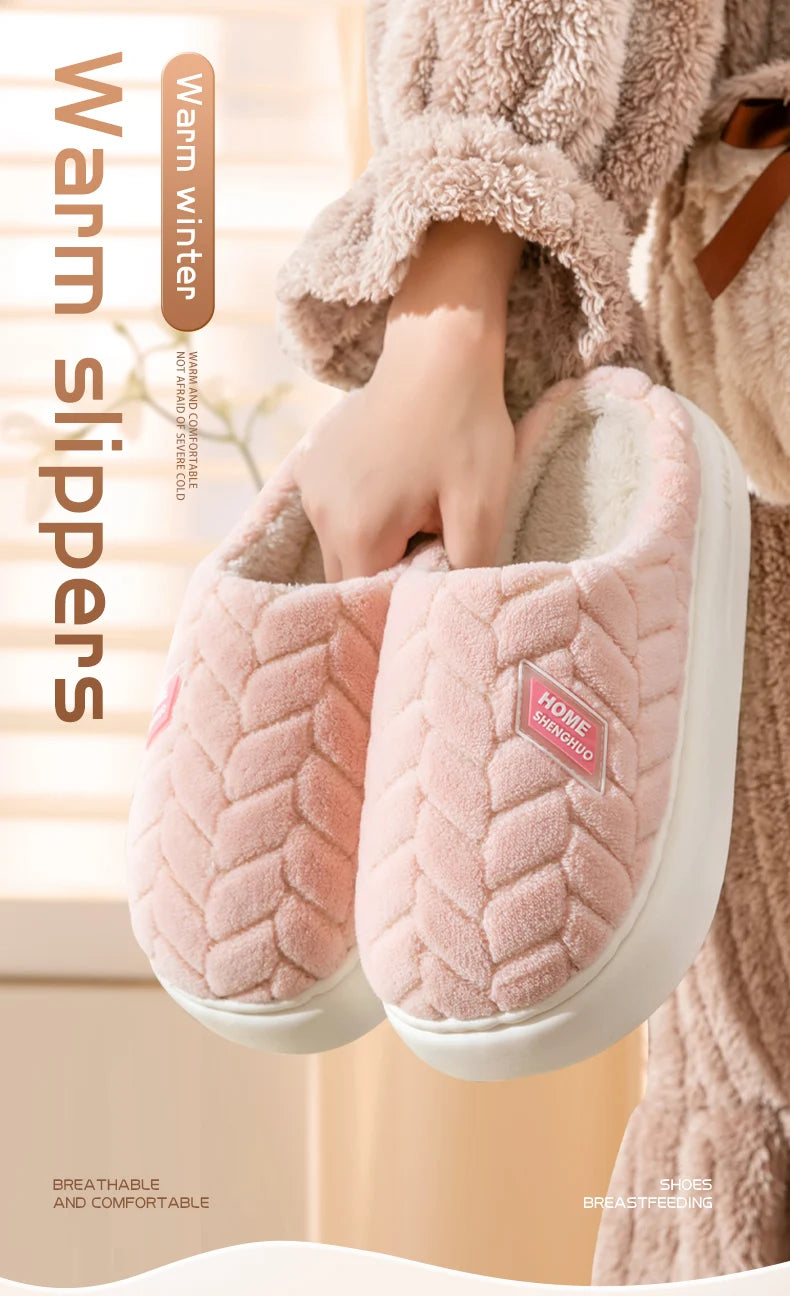 Cotton slippers for women in autumn and winter, new indoor home soft bottom, anti slip and warm