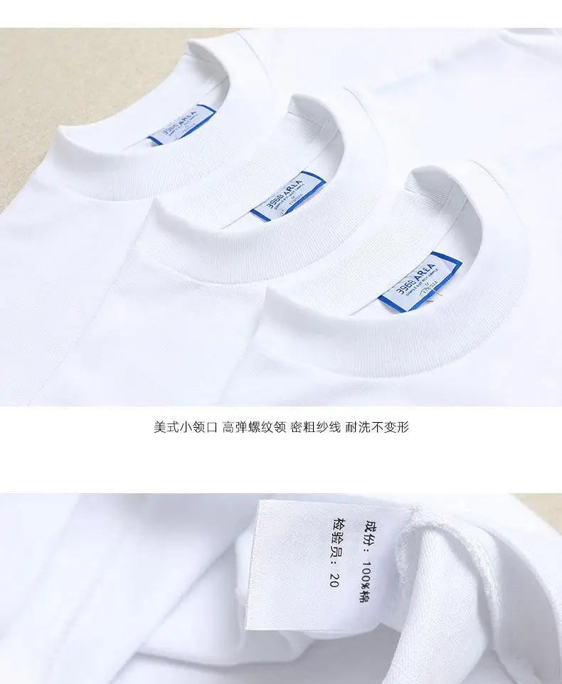 American Heavy 400g Short-sleeved T-shirt Men's Pure Cotton Loose Bottoming Shirt Round Neck Solid Color Long-sleeved Women