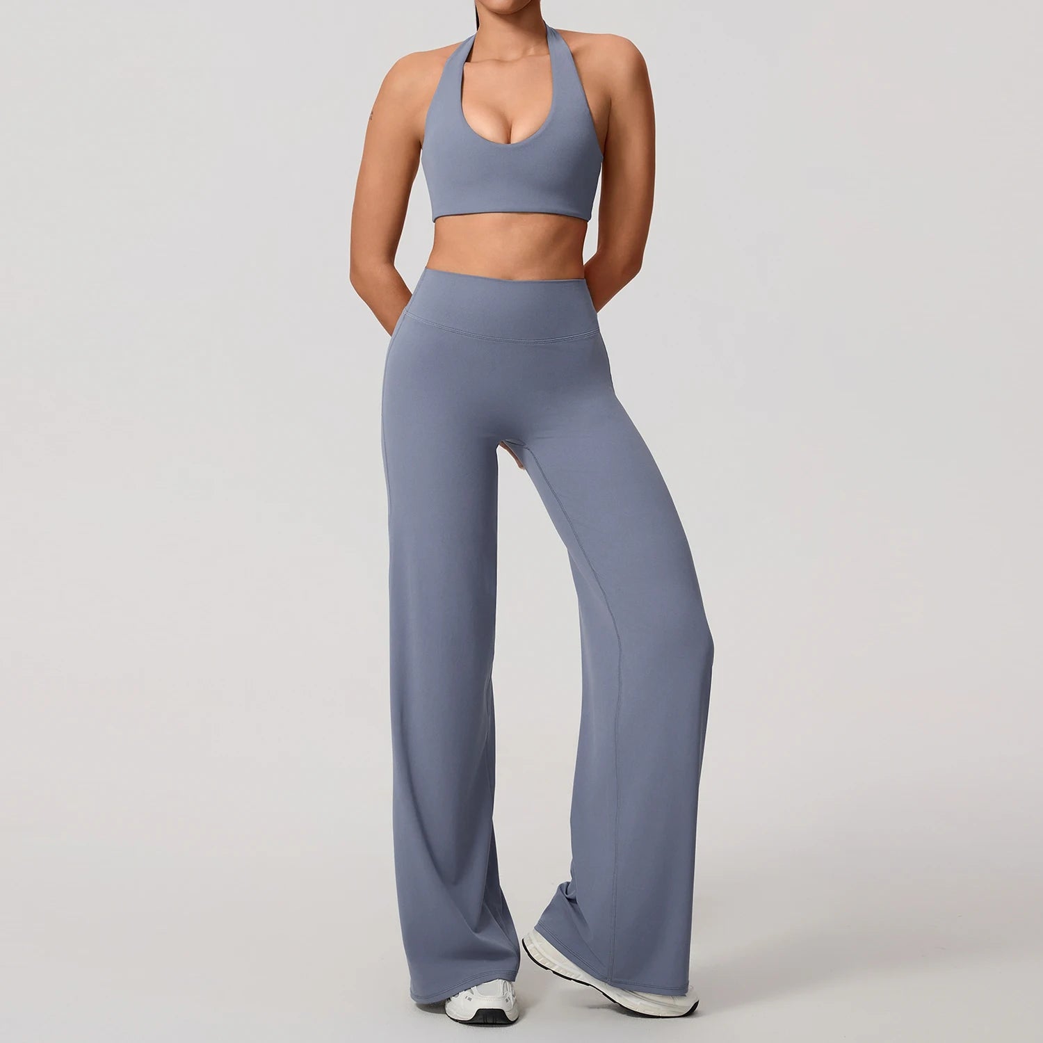 U-Neck Sports Bra Sleeveless Yoga Top Two-Piece