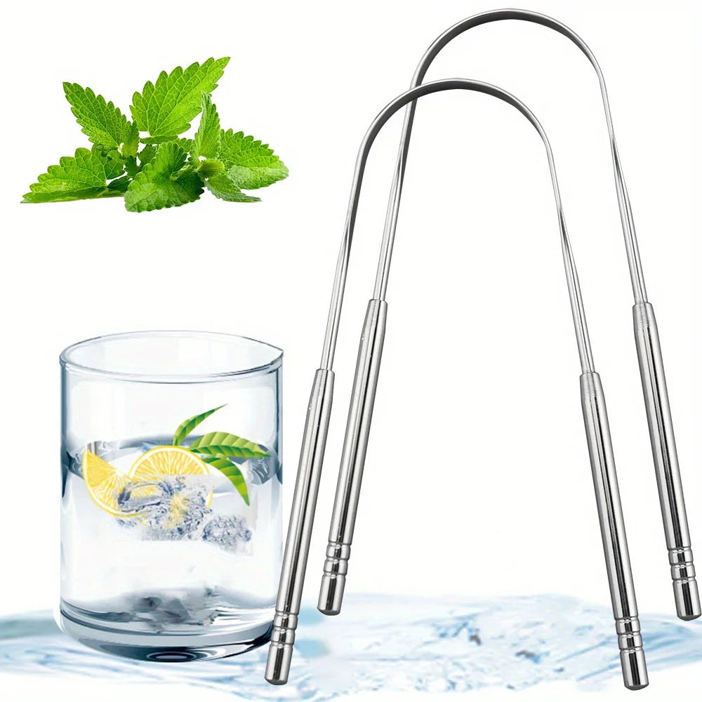 4pcs Stainless Steel Tongue Scraper with curved design,for Plaque & Removal,Oral Hygiene Tool for Adults Dental Care