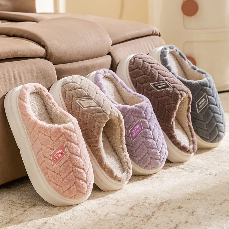 Cotton slippers for women in autumn and winter, new indoor home soft bottom, anti slip and warm