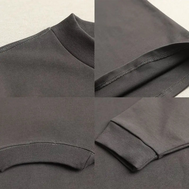 American Heavy 400g Short-sleeved T-shirt Men's Pure Cotton Loose Bottoming Shirt Round Neck Solid Color Long-sleeved Women