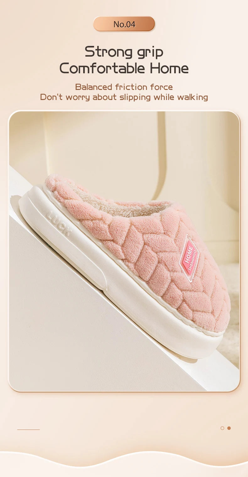 Cotton slippers for women in autumn and winter, new indoor home soft bottom, anti slip and warm