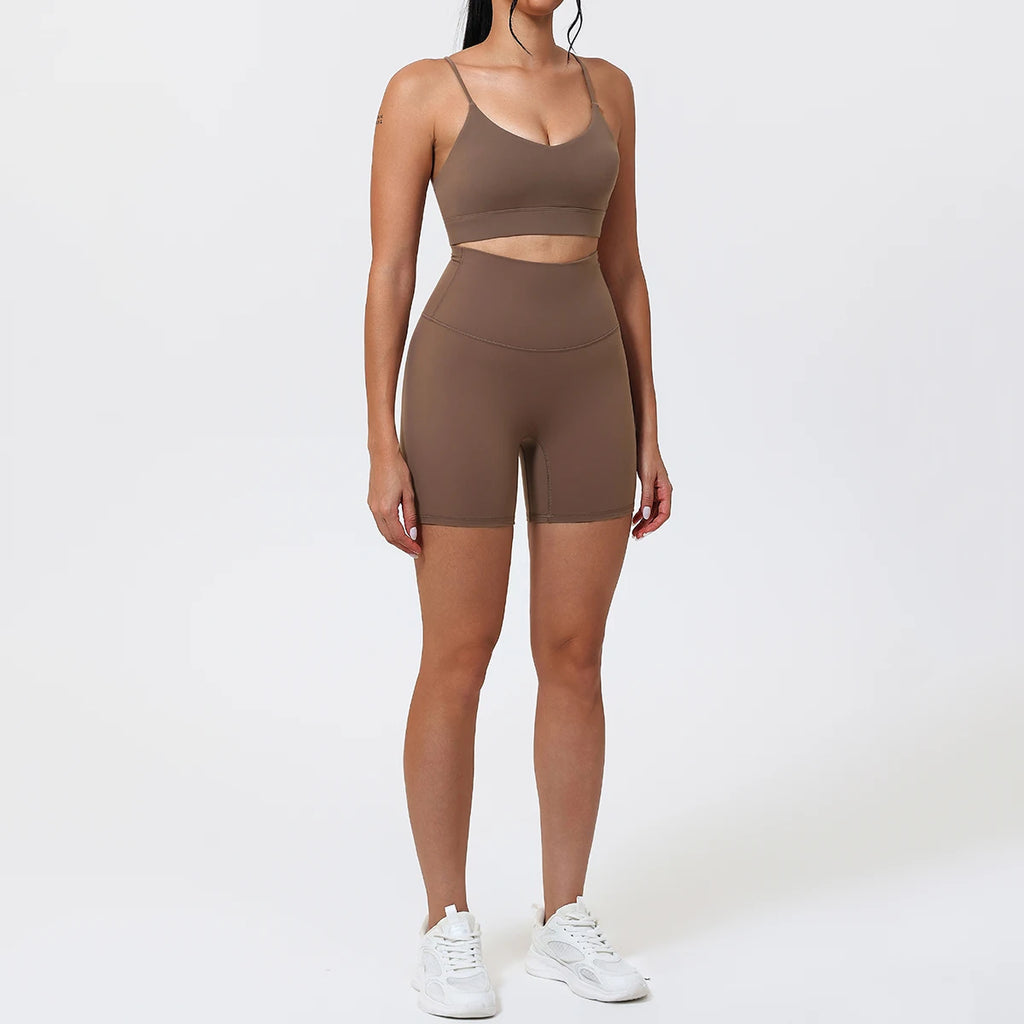 2Pcs Women's Cross-Back Two-Piece Sports Set