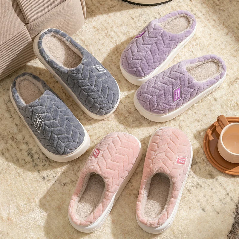 Cotton slippers for women in autumn and winter, new indoor home soft bottom, anti slip and warm