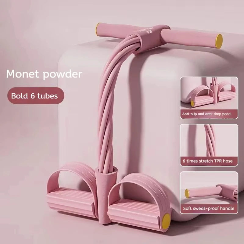 6-Level Resistance Band Tensioner with Non-Slip Handles - Home Fitness Equipment for Abdominal Muscle Training Yoga Abdominal