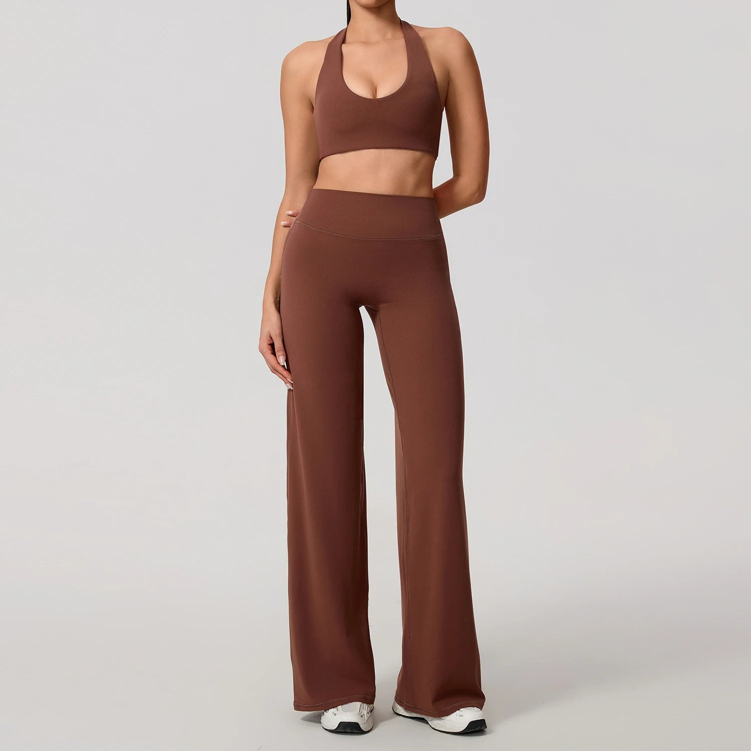 U-Neck Sports Bra Sleeveless Yoga Top Two-Piece