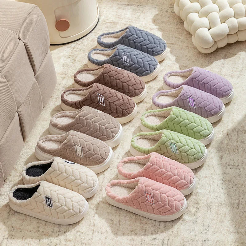 Cotton slippers for women in autumn and winter, new indoor home soft bottom, anti slip and warm